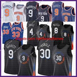 Hommes 2023 Basketball Jersey 8 33 RJ Barrett Julius Randle Derrick Rose Hommes 9 30 4 Kemba Walker Patrick Ewing Hommes Femmes