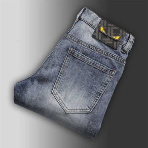 Heren 2024 Slim Fit high -end trendy merk Little Eyes geborduurde micro -elastische dunne kleine rechte jeans