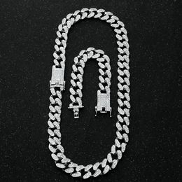 Heren 20 mm Zwaar Iced Out Miami Cuban Link Chain CZ Rapper Crystal Necklace Choker Bling Hip Hop Jewelry Gold Silver Color Chains313b