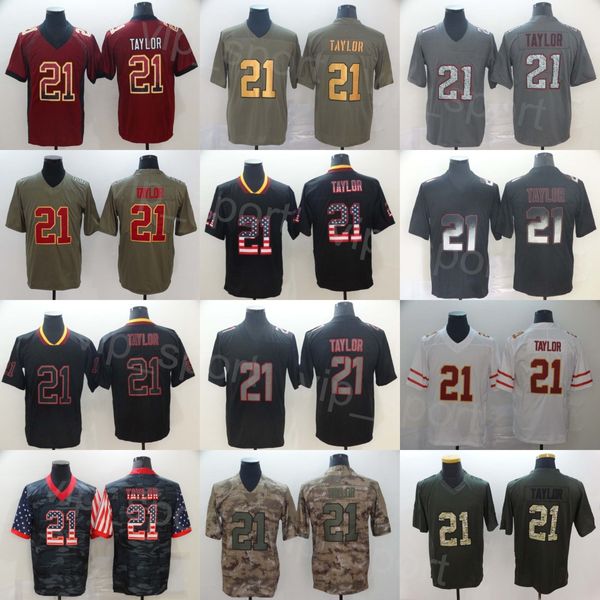 Hombres 21 Sean Taylor Jersey Goddess Cáñamo Gray Drift Rainbow Leopard Grain USMC Sombra Saludo para servicio Fuerra de humo Color de color cosido Uniforme