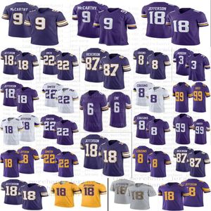 J.J.McCarthy 18 Justin Jefferson voetbaljersey Adam Thielen Lewis Cine Kirk Cousins Danielle Hunter Kellen Harrison Smith T.J.Hockenson 3 Addison Randy Moss