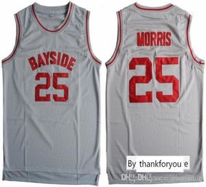 Mens 25 Zack Morris Bayside Jerseys Grey Couleur Gris Saved by the Bell 90s Hip Hop Cousue de basket-ball pas cher8475741