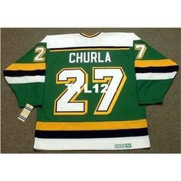 Heren #27 Shane Churla Minnesota North Stars 1989 CCM Vintage Retro Hockey Jersey of Custom enige naam of nummer retro jersey