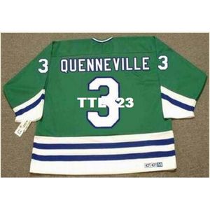 Mens # 3 JOEL QUENNEVILLE Hartford Whalers 1988 CCM Vintage Home Hockey Jersey ou personnalisé n'importe quel nom ou numéro rétro Jersey