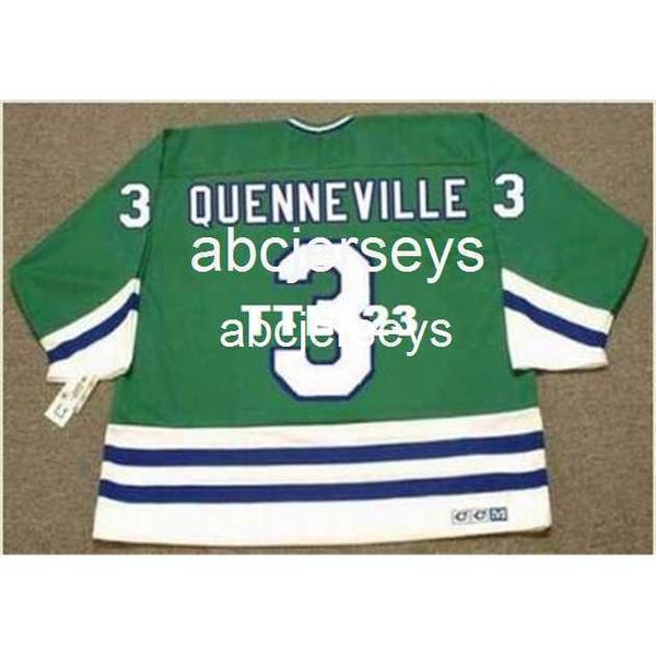 Hommes # 3 JOEL QUENNEVILLE Hartford Whalers 1988 CCM Vintage Home Hockey Jersey Stitch n'importe quel numéro de nom