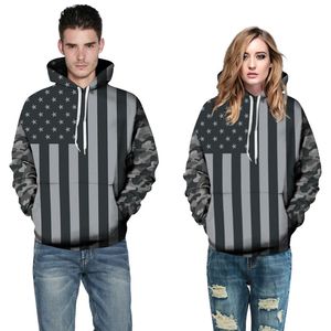 Heren 3D Hoodies Grafische Amerikaanse vlag Hooded Sweatshirts Hiphop Printing Tops Jongens Womens Pullovers voor Groothandel