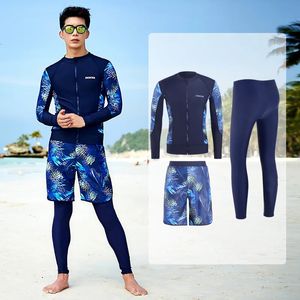 Hommes 3 pièces ensemble complet anti-éruption UV/SPF séchage rapide chemise de bain leggings troncs maillot de bain de surf d'eau maillots de bain combinaison de plongée 240305