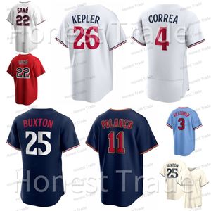 Mens 4 Carlos Correa Jersey 26 Max Kepler Baseball Alex Kirilloff Polanco Byron Buxton Ryan Jeffers Tyler Duffey Royce Lewis Chris Paddack Red Navy Custom Jerseys