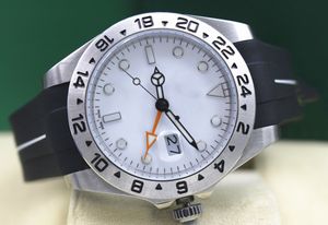 Gratis verzending Mens 40mm Rvs White Index Dial 16570 Automatische Machines Gloednieuwe Mens Horloge Heren Beweging Horloges Rubber Band