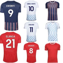 Hommes 5 MANGALA Soccer Jersey 4 WORRALL 26 MCKENNA 43 AINA 9 AWONIYI 21 ELANGA 11 WOOD 30 BOLY 10 GIBBS-WHITE 24 AURIER Kits de maillots de football 2023-24 Club NuoDingHanSenLin