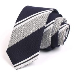 Mens 6cm Gris Blue Striped Ties Fashion Fashion Fashion Formal Coup For Men Business Cost Work Coldie Boîte cadeau 240415