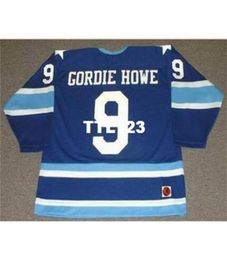 Mens 9 GORDIE HOWE Houston Eros 1974 CCM Vintage Home Hockey Jersey o personalizado cualquier nombre o número retro Jersey4846354