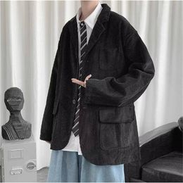 Hommes style académique manches longues décontracté mélange de coton lâche simple boutonnage costume veste manteau 3999U 240301