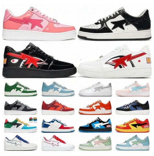 2024 Top Qualité Designer Sta Sk8 Chaussures Femmes Hommes Casual Bas Formateurs Plats Couleur Camo Combo Rose Vert Noir Blanc Cuir Verni Camouflage Plateforme Baskets