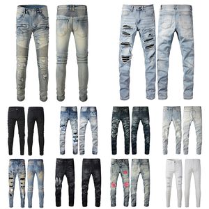 Mens Amirir Jeans Diseñador de jeans para hombres Jeans de mezclilla Moda Broken Hole Design Bikers Motorcycle Man Amirirs Legal de pierna recta Jeans ajustados Jeans ajustados Jeans ajustados