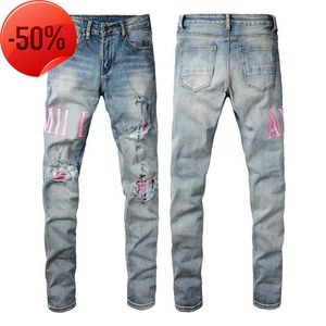 Heren Amirs Jeans ksubi jeans Heren Designer paarse jeans voor heren denim jeans met gaten Man rechte pijpen rits Amari Hip Hop Bikers Motorcycle true jeans 28-40 CO