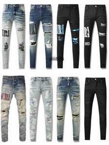 Mens Amirs Jeans ksubi jeans Mens Designer violet jeans Amirri jeans pour hommes jeans en denim avec trous homme jambe droite fermeture éclair Amari Hip Hop Bikers moto vrais jeans