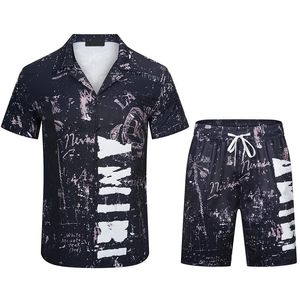 Hommes Amirs chemise et Shorts ensemble nouvel été décontracté imprimé chemise hawaïenne courte mâle impression robe costume ensembles Plus survêtements décontractés Hawaiian shirt and short sleeve