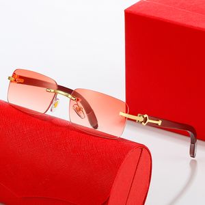 Lunettes de soleil de créateurs pour hommes et femmes Styles de matériel courts Verres dégradés carrés Lunettes de mode Or Argent Métal Sans cadre Rectangulsr Lunettes en corne de buffle