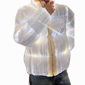 Parka bouffante pour hommes et femmes, veste brillante à LED, manteau chaud et moelleux décontracté en duvet 90
