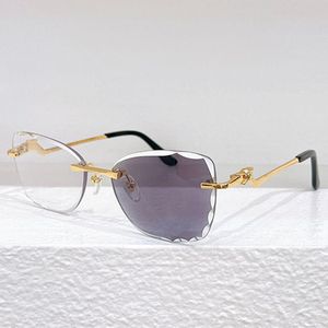 Marco sin bordes de mariposa para hombre y para mujer CT0120O Diseñador de lujo Gafas de sol que cambian de color Patas de espejo de leopardo de metal Lunettes Conducción Vacaciones de ocio