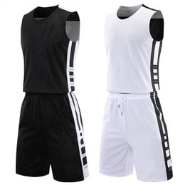 Hombres y mujeres Jersey de baloncesto de doble cara College Mens Reversible Basketball Uniforme Sportswear 240425