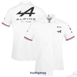 Nieuwe T-shirts voor heren en dames Formule 1 F1 Polokleding Top Motorkleding Motorsport Alpine Team Aracing Wit Zwart Ademend Teamline Korte mouw Auto 79t2