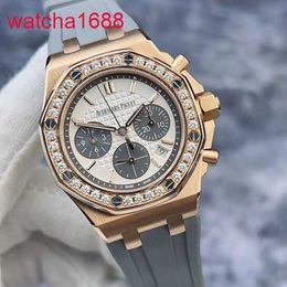 Mentille AP Wrist Watch Epic Royal Oak Series 26231Or Womens 18K Rose Gold Original Diamond Panda Face 37 mm Mécanique automatique