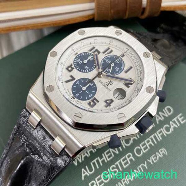 Mentille AP Wrist Watch Royal Oak Offshore 26170st Silver White Panda Panda Male Sports Fashion Watch Précision Steel Automatic Machinery 42 mm