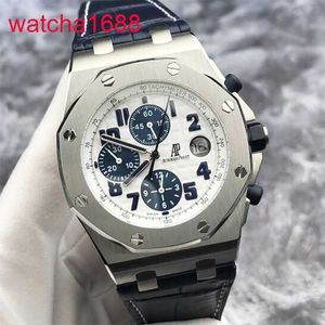 Mentille AP Wrist Watch Royal Oak Series offshore 26170st Face blanc Blue Time Ring Mens Watch 42mm Automatic Mécanical Form Table Tablepice