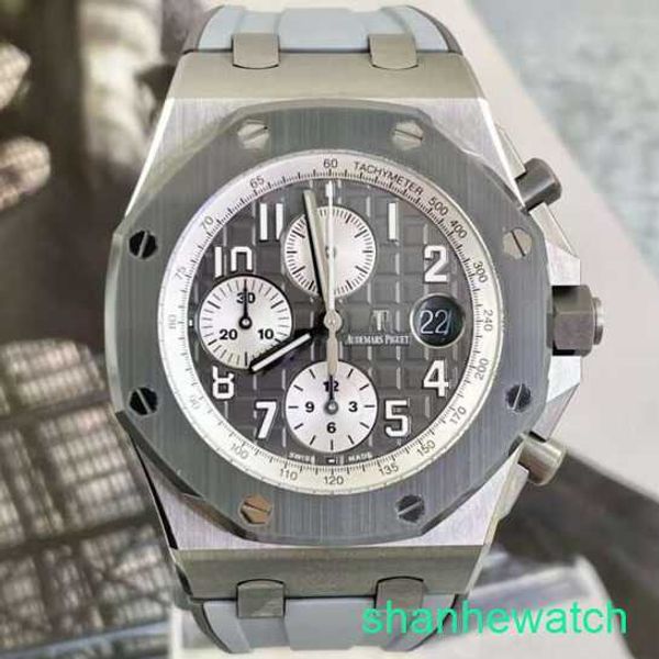 Mentille AP Wrist Watch Royal Oak Offshore Series 26470io Elephant Grey Titanium Alloy Back Transparent Mens Timing Fashion Loisir Business Sports Machinery