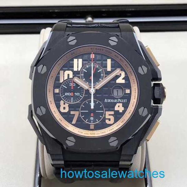 Reloj de pulsera AP para hombre Reloj para hombre Serie Royal Oak Offshore 48 mm de diámetro Calendario de sincronización de cerámica negra Reloj mecánico automático para hombre 26378IO.OO.A001KE.01