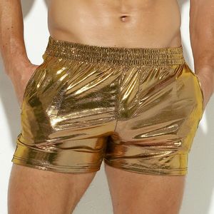 Mens kunstmatige lederen bokshorts glanzend ondergoed heren elastische pu lederen shorts 240516