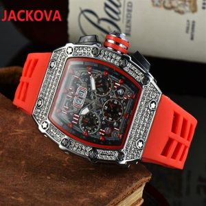 Montres automatiques à gros diamants pour hommes, en caoutchouc de silicone souple, montres-bracelets multifonctionnelles, montre d'usine de luxe204c