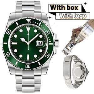Mens Automatische mechanische horloges 43 mm Vol roestvrij stalen glijdende gesp. Waterdichte zwempols horloges groen horloge met doos
