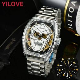 Mens Automatic Mechanical Luxury Men's Fashion Watch 43mm Full Stainless Steel Clock Waterproof Sapphire Glass Mirror Skull Skeleton Trend Gifts Wristwatches