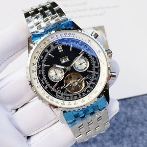 automatisch mechanisch herenhorloge datum luxe horloge volledig roestvrij staal tourbillon klassieke stijl super lichtgevende horloges hoge kwaliteit Montre de luxe horlogedoos