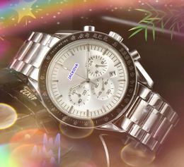 Montre à mouvement à quartz automatique pour hommes, en acier inoxydable fin et massif, grand cadran, chronographe, mouvement étanche, montres-bracelets Orologio di lusso cadeaux