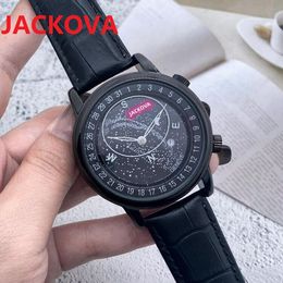 montres chronomètre automatiques pour hommes 42mm bracelet en cuir véritable de luxe importé du japon mouvement à quartz tendance cadeau préféré lune étoile bleu ciel montre-bracelet