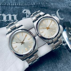 Mens Automatic Horlogemachines Beweging Dames Casual Horloges Sapphire Glas Zilver Roestvrijstalen Paren Horloges 41mm 36mm