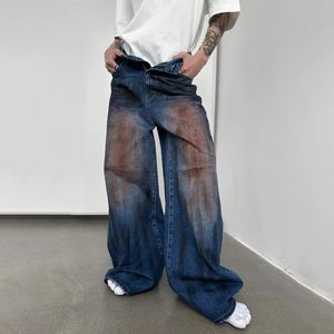 Mentime Automne Y2K Jean large de Tie-Dye LEG-LEG STREET Street Street Personnalité Fashion Trend Loose Casual Jeans Unisexe 240428