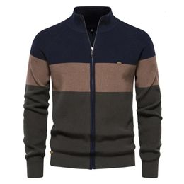 Cardigan pull à col montant pour hommes, automne-hiver, coupe ajustée, 240113