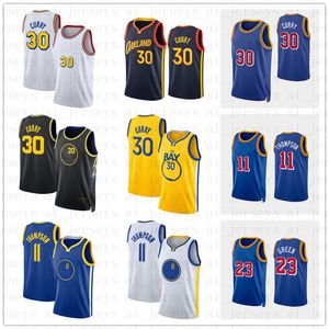 Heren Basketball Curry 30 Thompson 11 Green 23 Diamond Stitched Jerseys Fabrieksgroothandel Hoogwaardige S-XXL