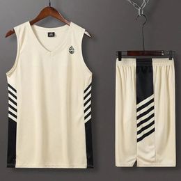 Ensemble de maillot de basket-ball pour hommes, gilet à Double poche, short, costume de sport, uniforme imprimé pour hommes, chemise d'entraînement, 240318