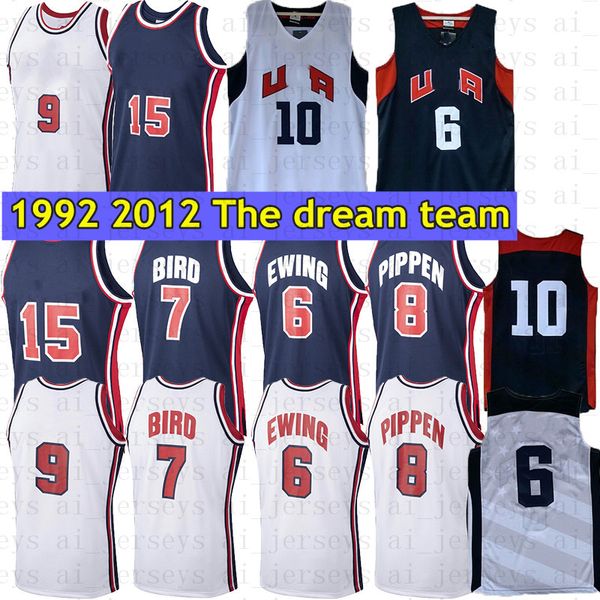 Basketball Chanking-ball 10 K B 15 6 EWING 8 PIPPEN 9 MJ Cousue Couture Retro Throwback 1992 2012 Jerseys