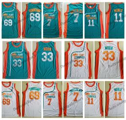 Basketbalshirts heren Flint Tropics Semi Pro 33 Jackie Moon 11 Ed Monix 7 Koffie Zwart 69 Downtown Funky Stuff Malone Ed Shirts Teal