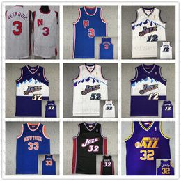 Basketball masculin Mitchell et Ness Ewing 33 Petrovic 3 Malone 32 Stockton 12 Logo de broderie Cousue Retro Throwback 1992 1993 Jerseys