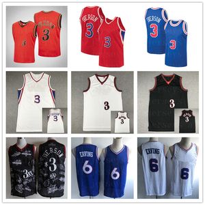 Basketball masculin Mitchell et Ness Iverson 3 Erving 6 Logo de broderie cousue Retro 1997-1998 Jerseys