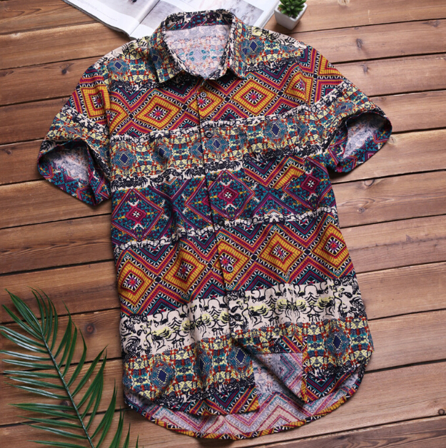Herren-Strand-Hawaii-Hemd Tropisches Sommer-Kurzarmhemd Herrenbekleidung Lässige lockere Baumwoll-Button-Down-Hemden