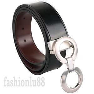 Mens Belt Trendy Designer Belts Classic Silver Compated Buckle Black Ceinture Leather Solid Color Fashion Accessoires Business Luxury Belt handig PJ004 C23